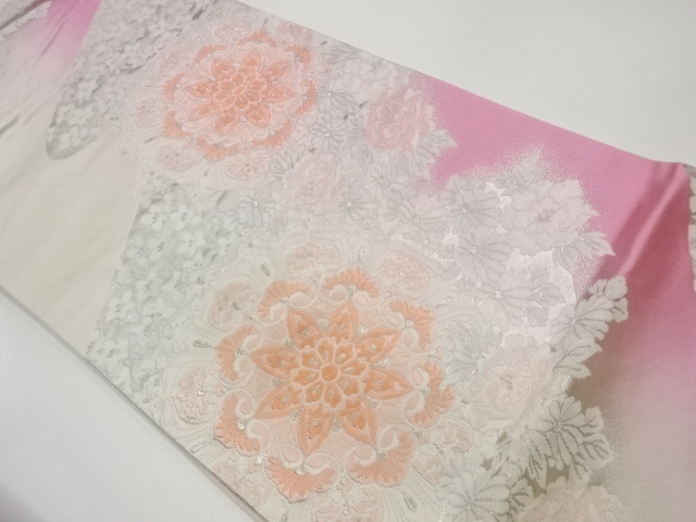 華紋に花々模様織出し袋帯